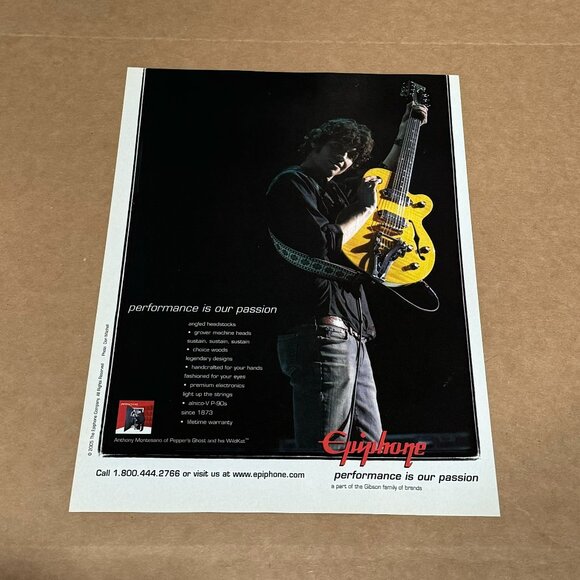 Anthony Montesano of Pepper's Ghost - Epiphone Guitars - 2005 Print Ad - Picture 1 of 1
